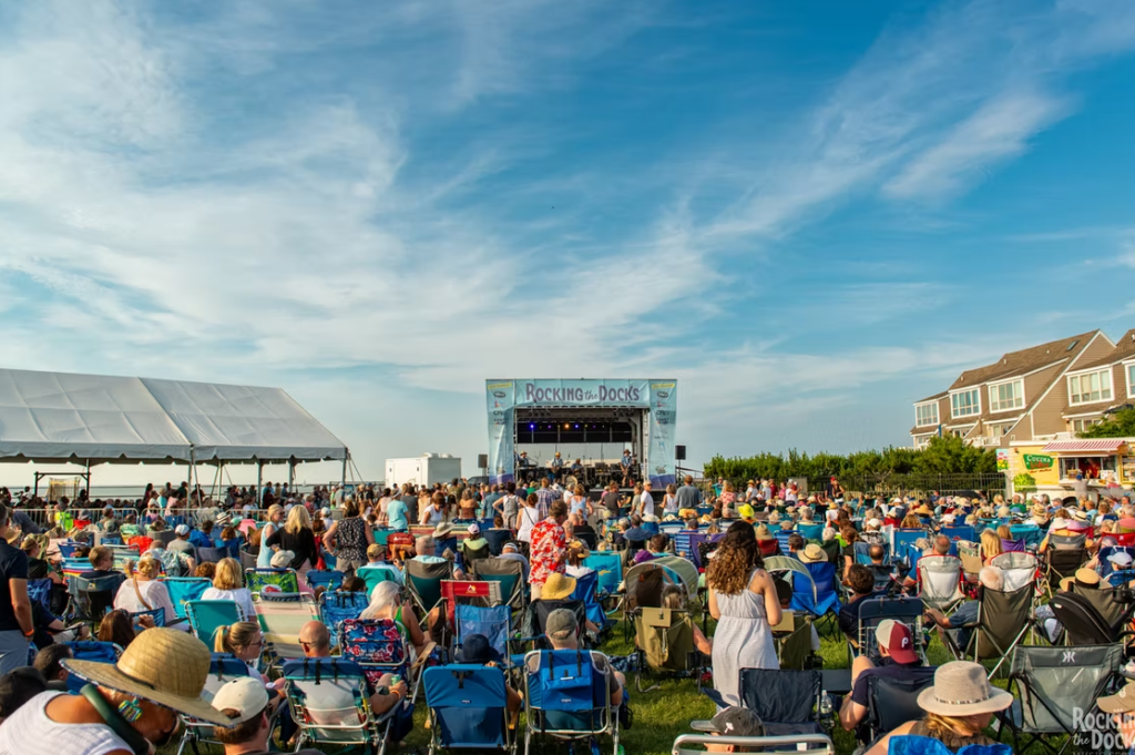 The crowd on the lawn for Grain's "Rocking the Docks Music Series" in 2025
