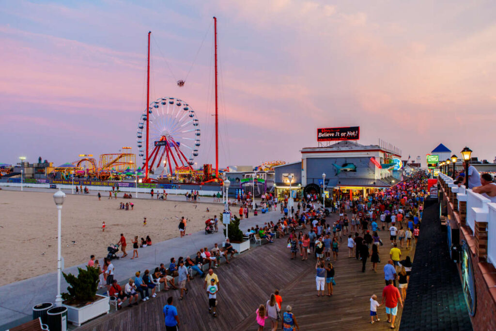 Ocean City Maryland Boardwalk at Sunset