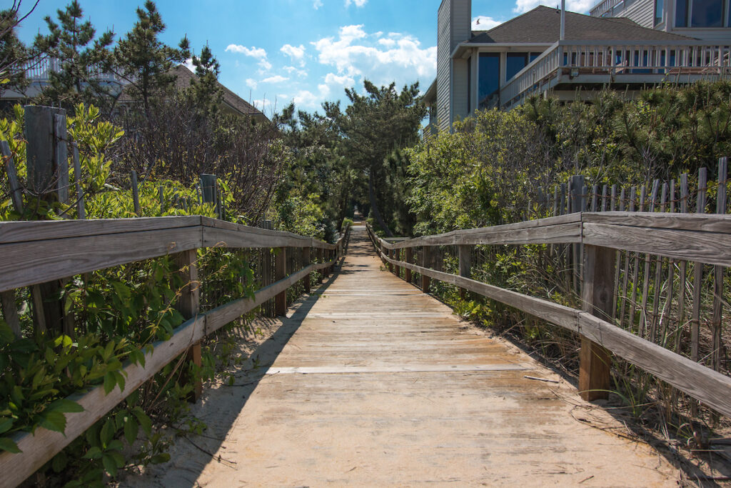 Dewey Beach Delaware beach walkway allows access to the public beaches