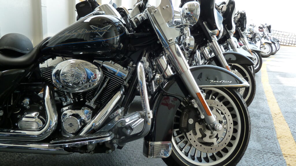 Close up shot of motorcycle only crossing during OC Bike Week