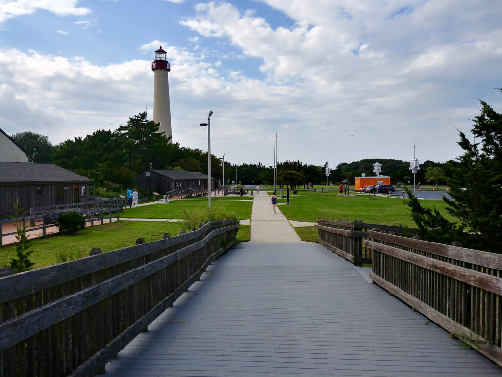 The sidewalk and terrain surrounding Cape May Point