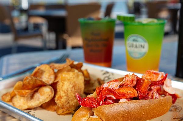 A delicious Lobster roll and fries at Grain on the Rocks