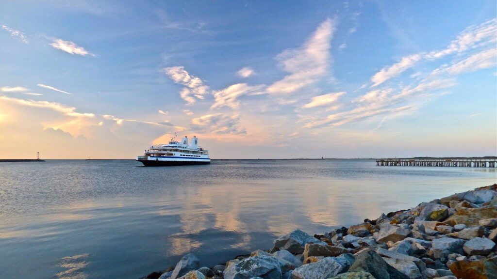 Cape May - Lewes Ferry on Delaware Bay at Sunset