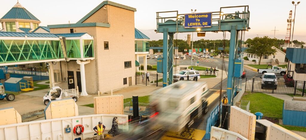 Vehicles unloading from the ferry