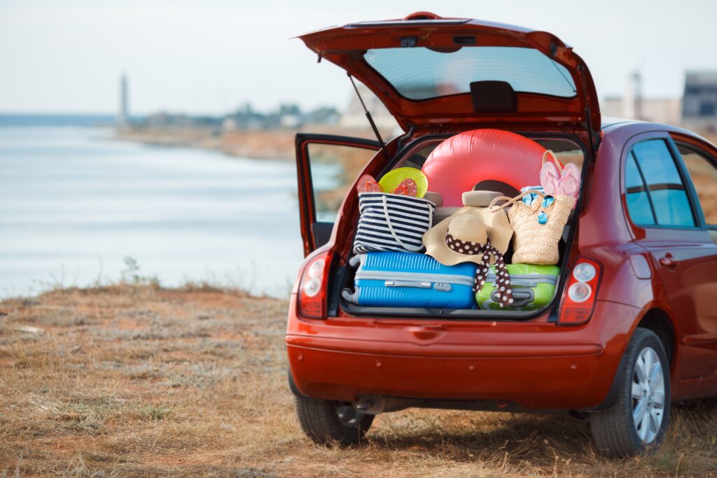 A packed trunk ready for a beach vacation