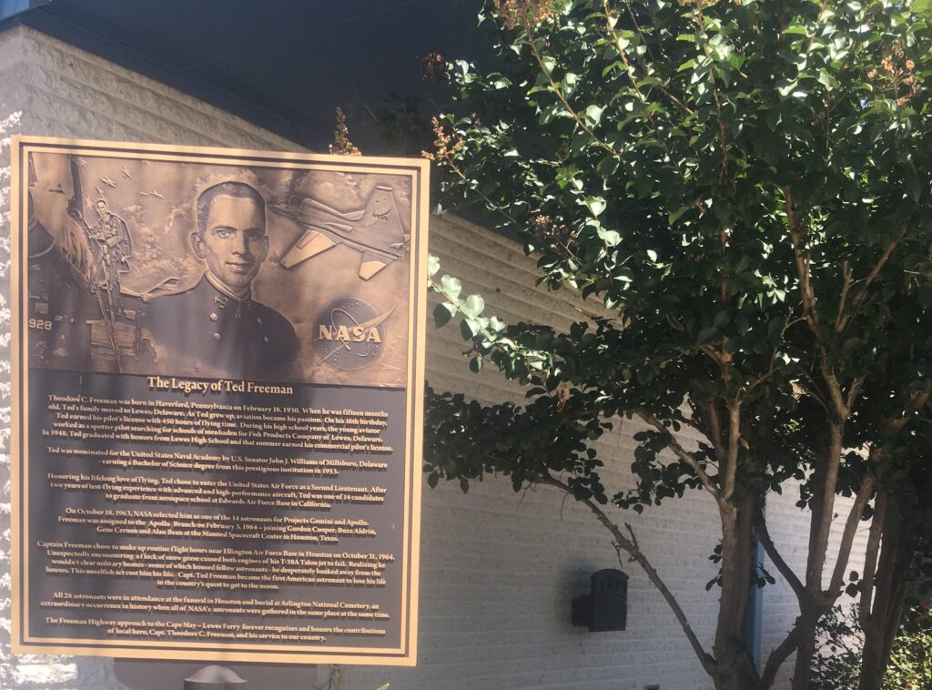 The Legacy of Ted Freeman plaque outside of the Lewes Ferry Terminal